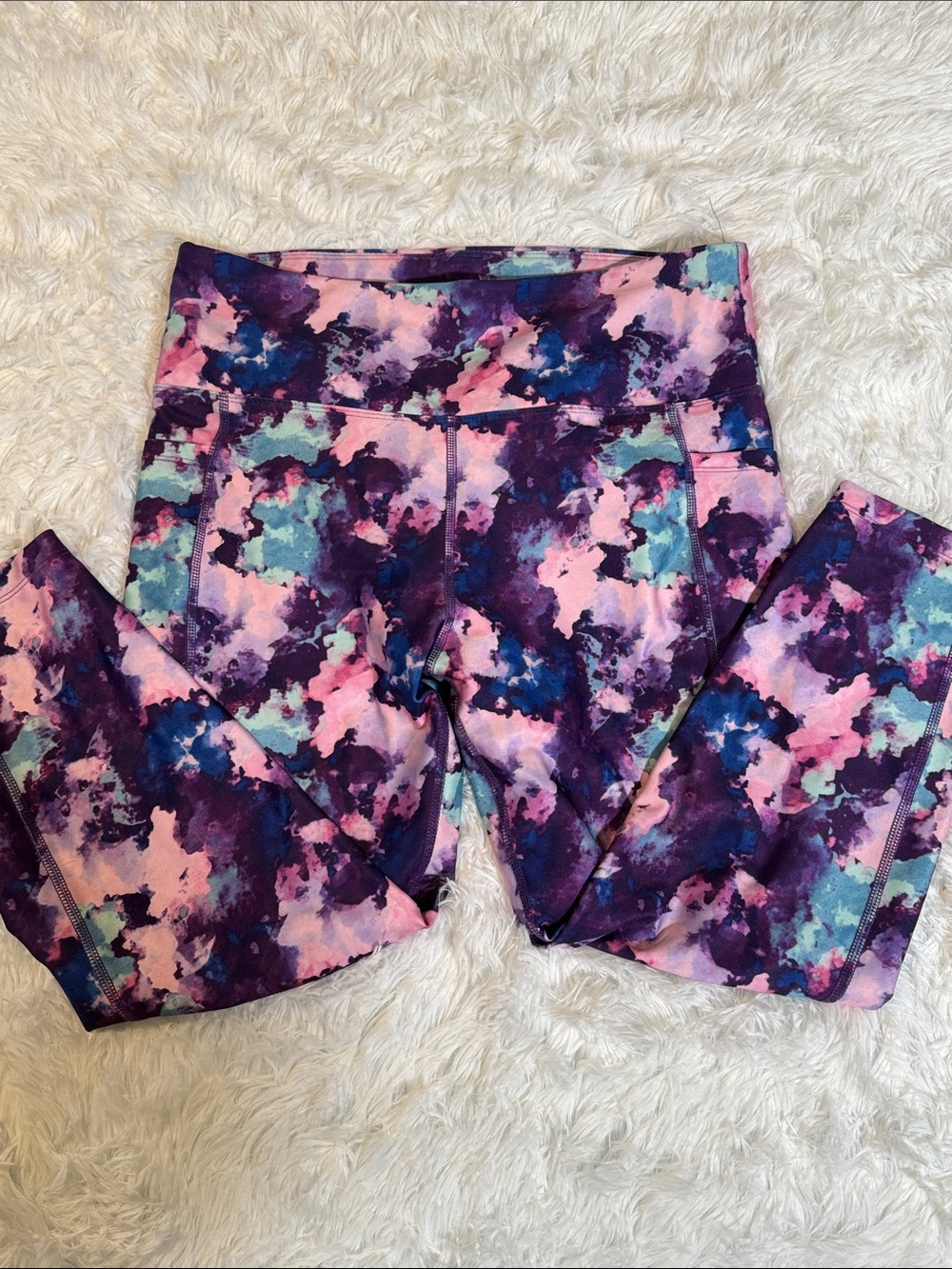 Bally Purple & Pink Watercolor Print Kids Leggings